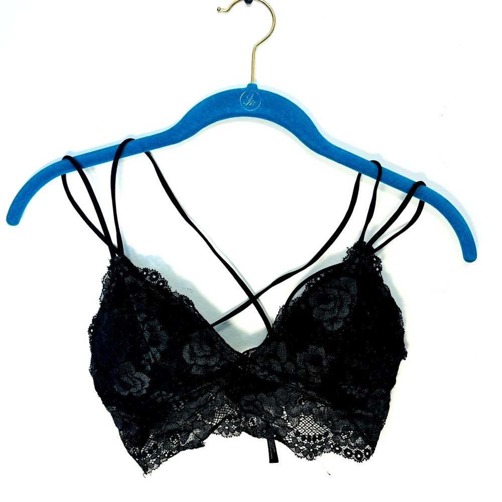 Urban Outfitters Beautiful Black lace bralette with criss cross back